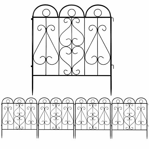 Rxakudedo 5枚組 アイアンフェンス ガーデンフェンス花壇 柵 フェンス・垣 フェンス 屋外 錬鉄スタイルの装飾