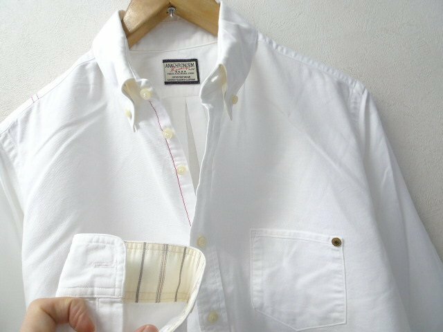 ◆ANACHRONORM アナクロノーム オックスフォード BD ポケット付き シャツ 白 サイズ01 日本製 美