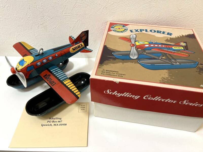 ☆【長期保管品】Schylling Collection Series EXPLORER 水上飛行機 ブリキ ゼンマイ おもちゃ 管ARRR