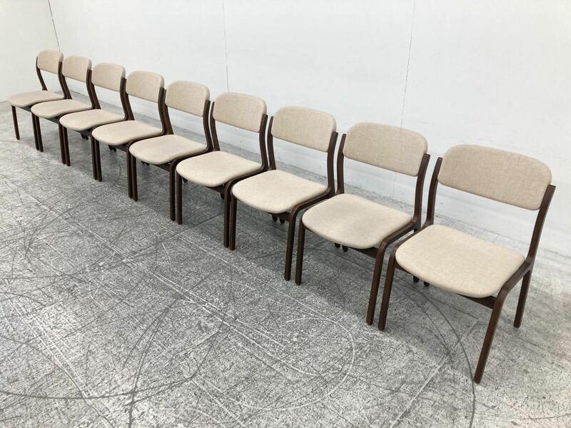 okamura/オカムラ　canteen/キャンティーン　ミーティングチェア　9脚セット　木製　肘なし　多目的チェア　食堂家具　椅子　オフィス