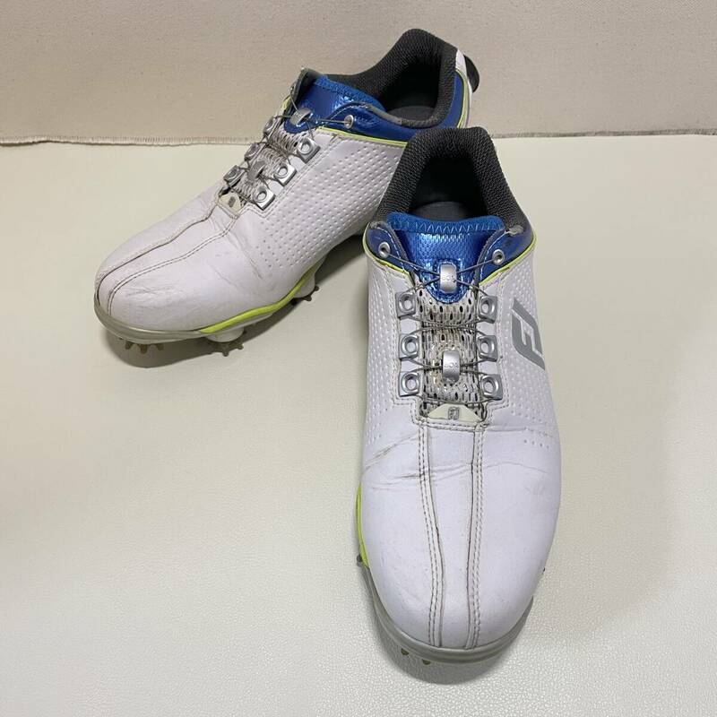 BB234【ゴルフシューズ】フットジョイ サイズ:25.5cm ホワイトxブルー OPTI-FLEX 　スポーツ 靴 メンズ ダイヤル式 ワイヤー