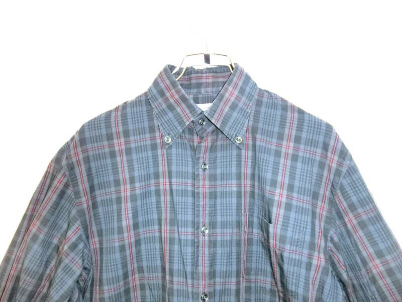 UNITED ARROES ユナイテッドアローズ メンズ Lサイズ チェックシャツ 長袖シャツ ボタンダウン 黒×チェック 定番 Y-74