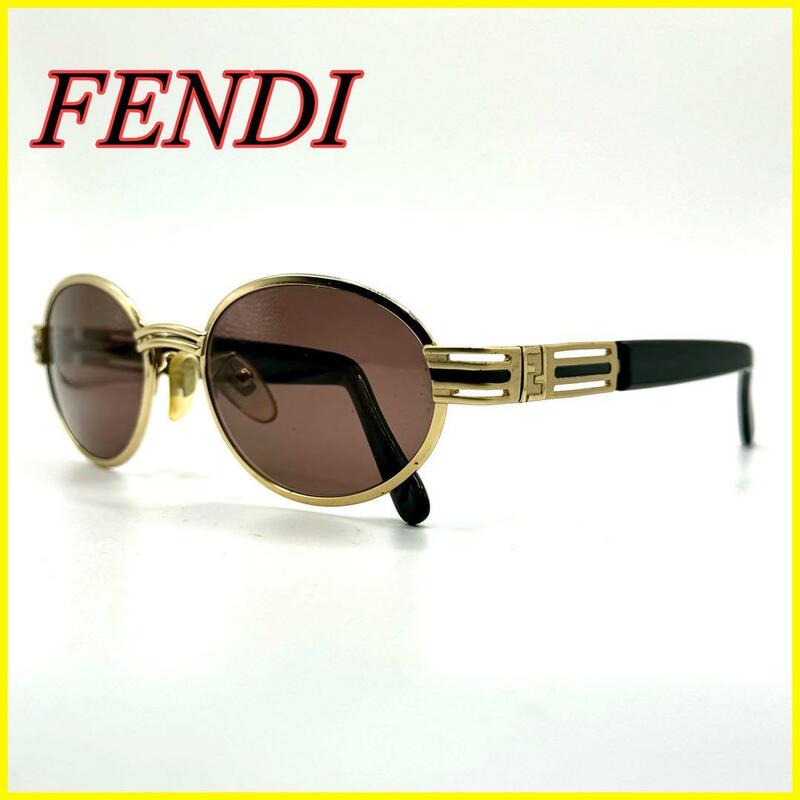 FENDI フェンディ サングラス 眼鏡 FFロゴ ブラック 黒 ゴールド金具 MOD SL 7076 COL 203 イタリア製 メンズ レディース ユニセックス