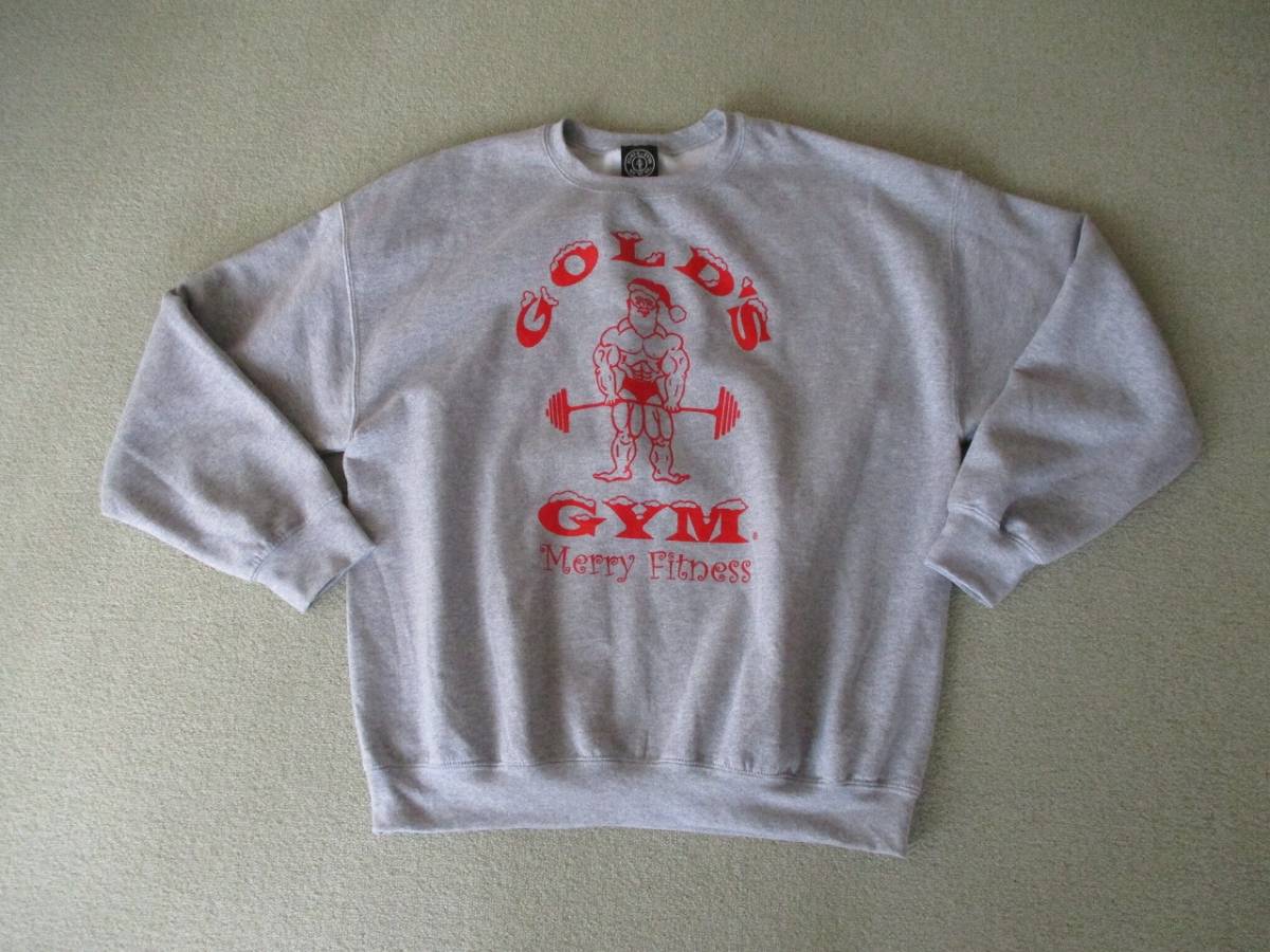 Xmas 限定品 即完売 GOLD GYM ゴールドジム クリスマス サンタ トレーナー スウェットシャツ オーバーサイズ XL グレー