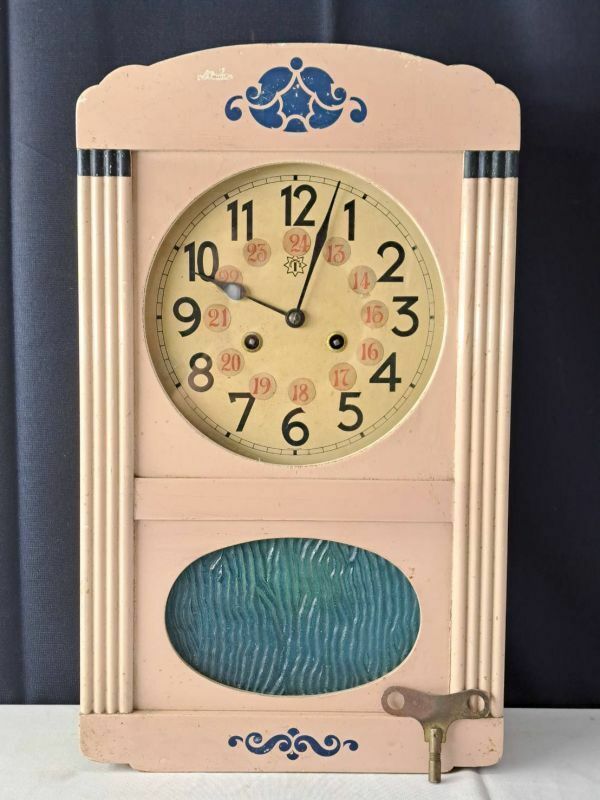 時計 レトロ 柱時計 振り子時計 ゼンマイ式 掛時計 ユンハンス ドイツ製　JUNGHANS ジャンク / 検索 昭和レトロ レトロポップ