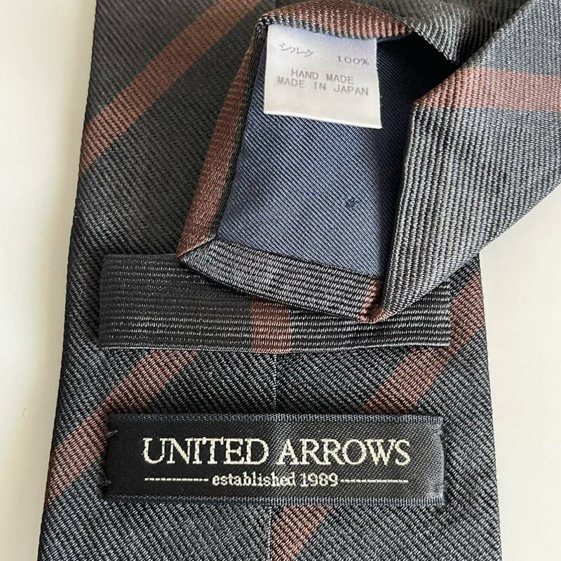 ユナイテッドアローズ(UNITED ARROWS) 黒茶ストライプネクタイ