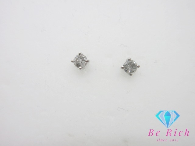 Pt900 プラチナ ダイヤモンド 0.15ct 付 デザイン スタッド ピアス メレ 宝石 ジュエリー アクセサリー 【中古】th9484