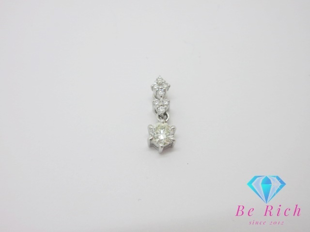 Pt900 プラチナ ダイヤモンド 0.32ct 0.07ct 付 デザイン ネックレス ペンダント トップ ヘッド 一粒 メレ 宝石 ジュエリー【中古】th9997