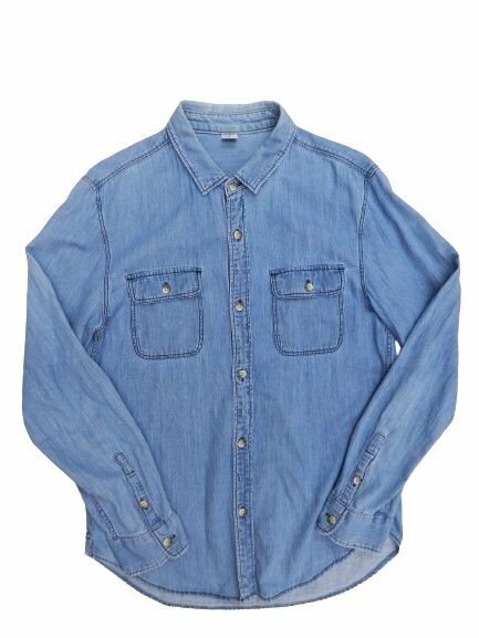 ロンハーマン 日本製 シャンブレーシャツ サイズL デニムシャツ ライトブルー Ron Herman 中古品[C126U677]