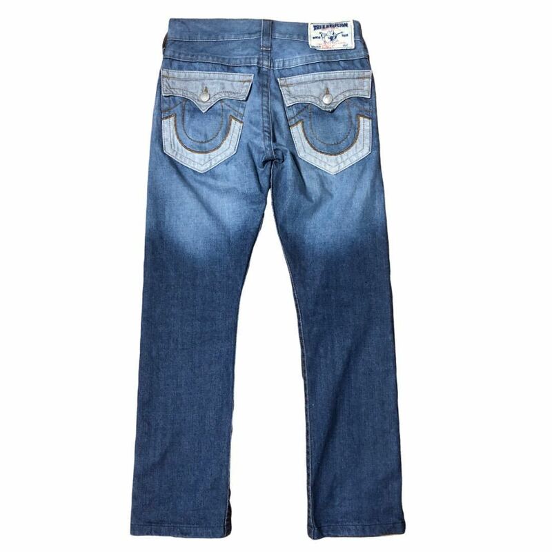 TRUE RELIGION STRAIGHT W29 デニムパンツ ジーンズ USA製 トゥルーレリジョン 切替 クレイジーパターン アーカイブ 00s