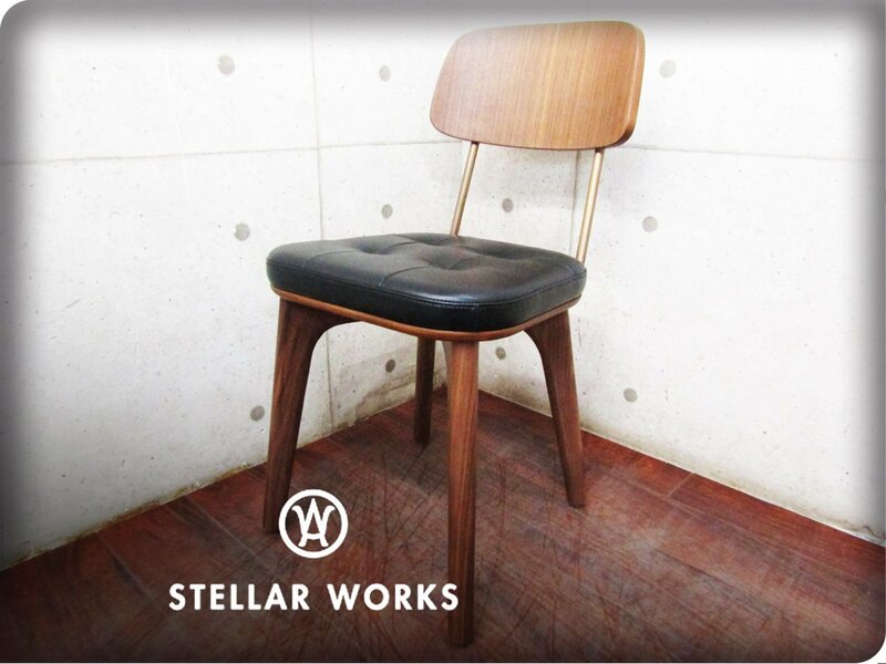 新品/未使用品/STELLAR WORKS/高級/FLYMEe取扱い/Utility Chair V/Neri＆Hu/ウォールナット材/スチール/100%牛革/チェア/166,100円/ft8412m