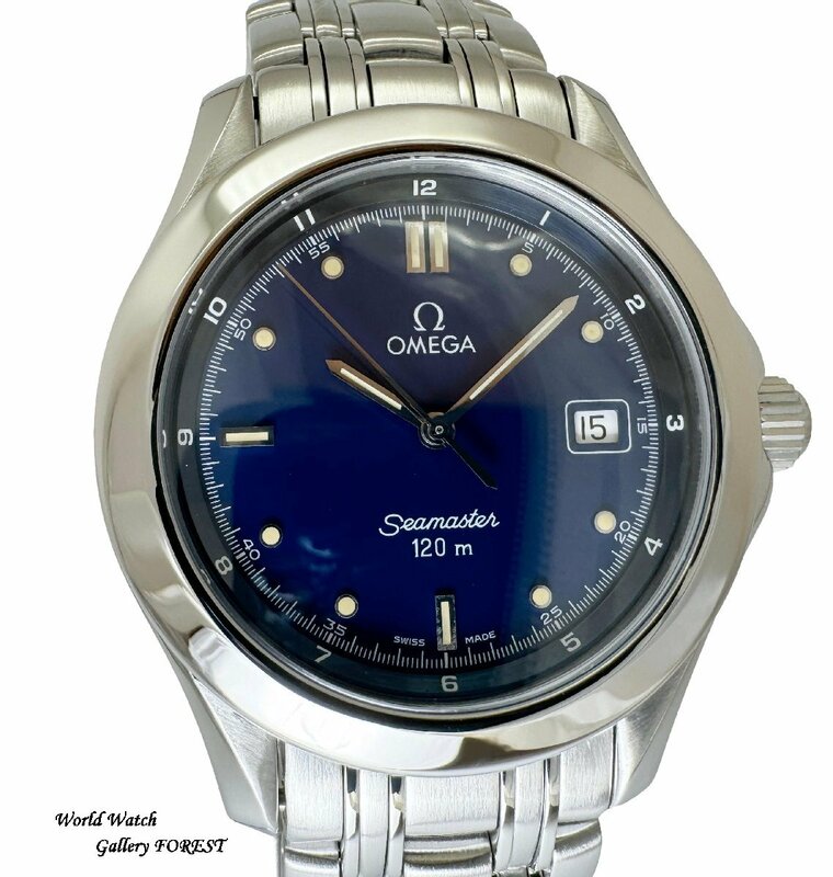 【OMEGA オメガ☆シーマスター 120M】2511.80 中古 メンズ 腕時計 クオーツ ブルー文字盤【外装仕上げ☆AAランク】