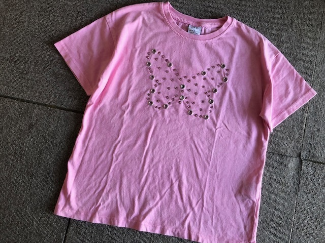 ★新品ZARAザラバタフライラインストーンTシャツ140★P