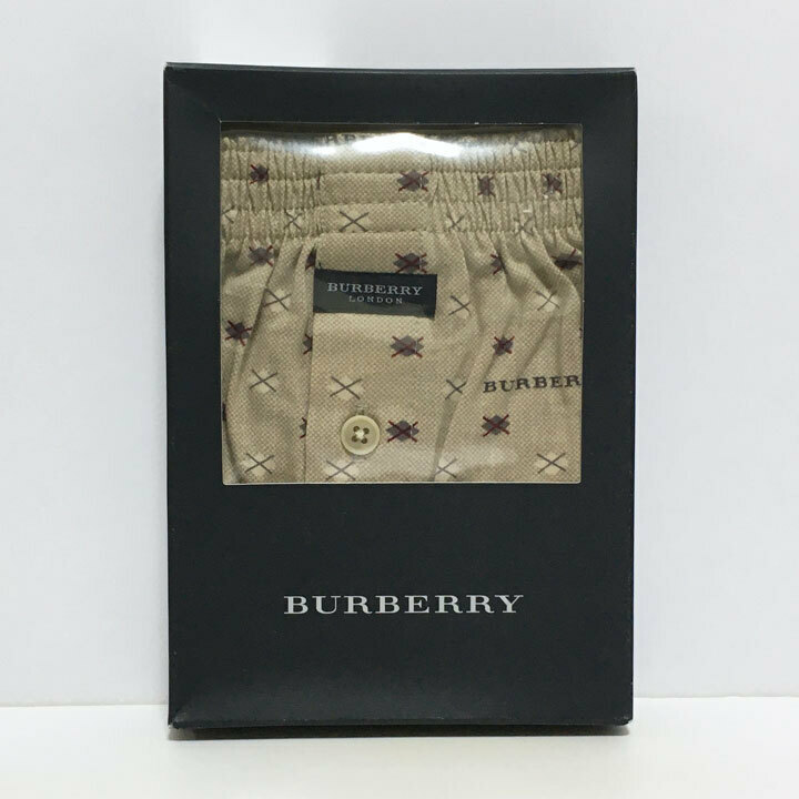 バーバリー / BURBERRY トランクス　ベージュ　ロゴ文字入り　Ｍサイズ　綿100％　箱入り　日本製【6132】