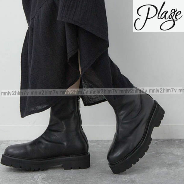2023AW　Plage購入【CAMINANDO　カミナンド】BACK ZIP ブーツ　7サイズ　37　ブラック黒　ショートブーツ　バックジップブーツ　23104W