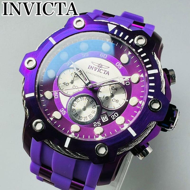 INVICTA インビクタ 腕時計 メンズ パープル 新品 クォーツ 電池式 専用ケース付属 ボルトシリーズ 紫 輸入 クロノグラフ シリコンバンド