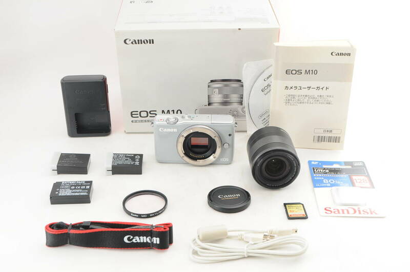 Canon EOS M10 キヤノン EF-M 18-55mm 1:3.5-5.6 IS STM ★防湿庫保管極上級 バッテリー3個他付属品多数★