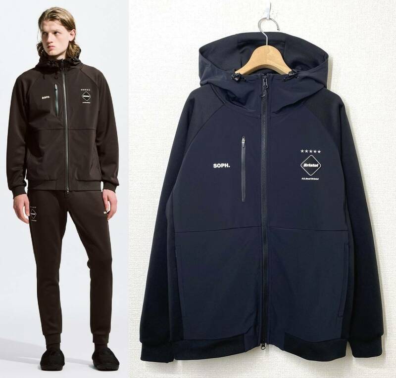 【23AW 美品】FCRB PDK HYBRID HOODIE ハイブリッドフーディ M ブラック 黒 フード ジャージ 切替 トラックジャケット