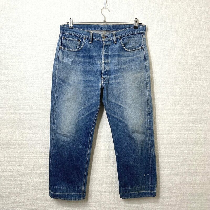 【70s ビンテージ】LEVI'S リーバイス 501 66前期 セルビッチデニムパンツ インディゴ ジーンズ BIG E 不均等V 足長R ボタン裏刻印6