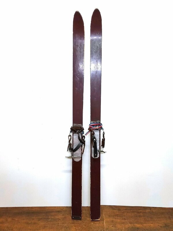 木製スキー 山スキー アザラシ 毛皮 全長162cm 昭和レトロ　100609A/SR21