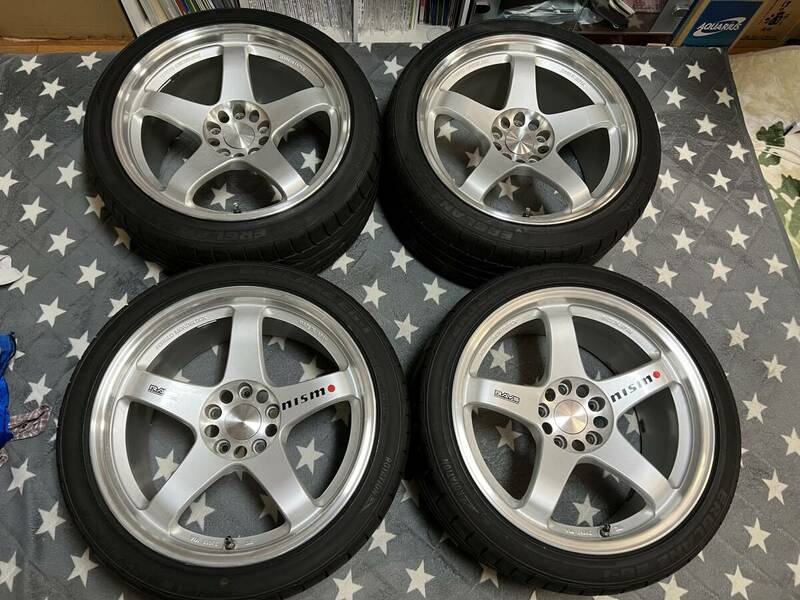 レイズ ニスモ LMGT4 4本 9.5J +30 5H 114.3 BNR32 BCNR33 BNR34 BS新品2本バリ山2本 265/35 GT-R GTR 中古品