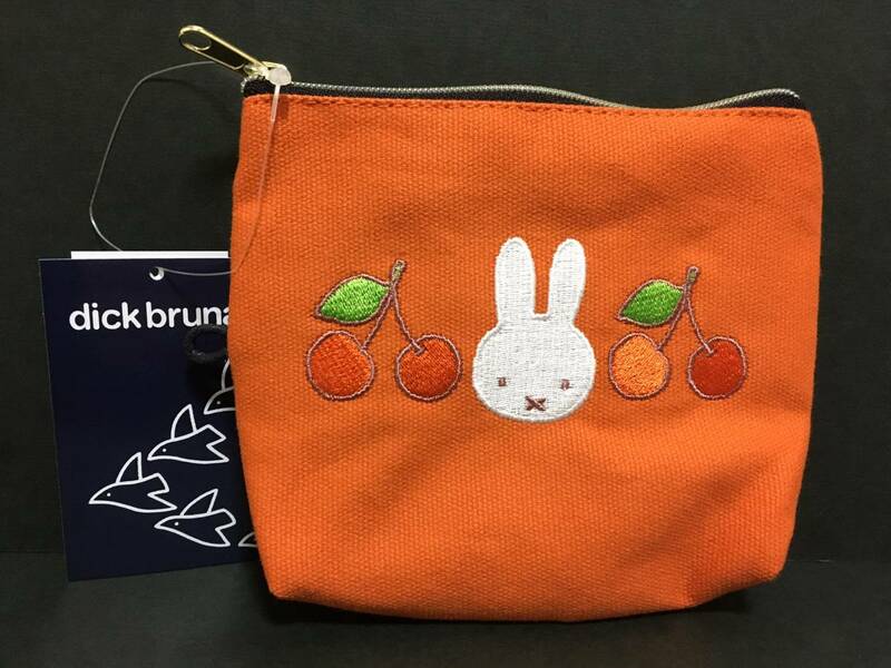 miffy/ミッフィー　ティッシュケース付きポーチ☆彡　ミッフィーチェリー☆　オレンジ　刺繍　マルチケース　新品　スモール・プラネット