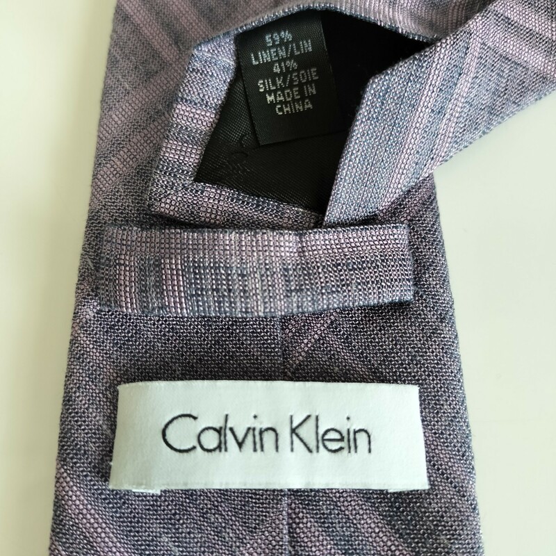 カルバンクライン（Calvin Klein)グレーパープルチェックネクタイ