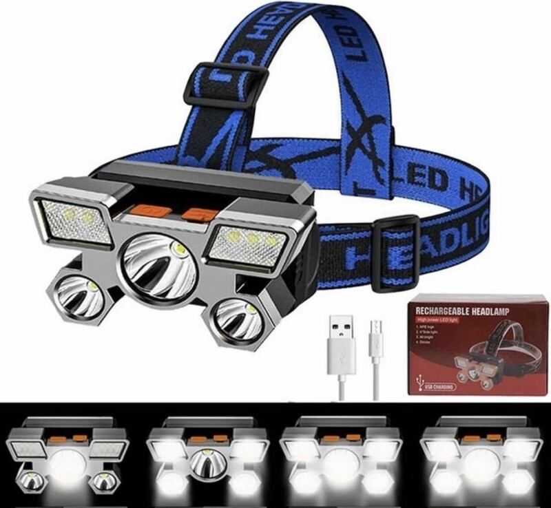 【ヘッドライト】ヘッドランプ LED USB充電 防水 軽量 防災グッズ