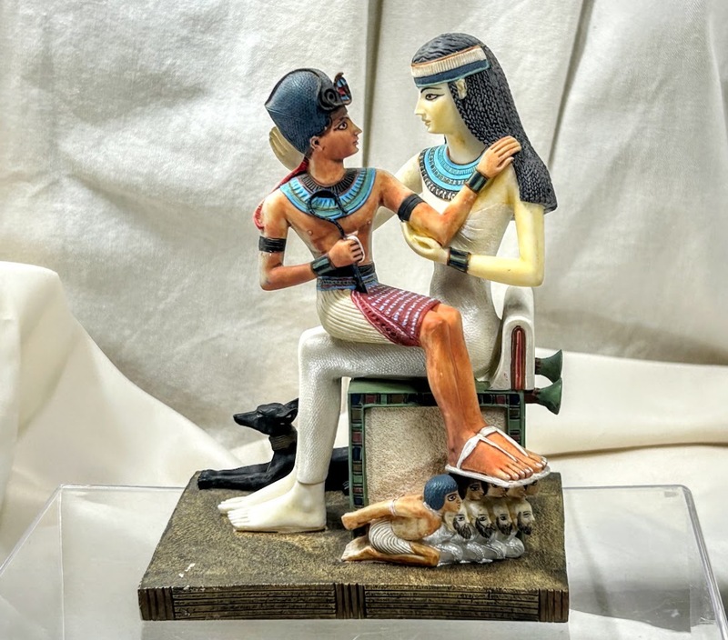 極少 ビンテージ 古代エジプト アート イシスとホルス アヌビス神 彫刻 人物像 フィキュリン 樹脂彫像 置物/オブジェ used コレクション