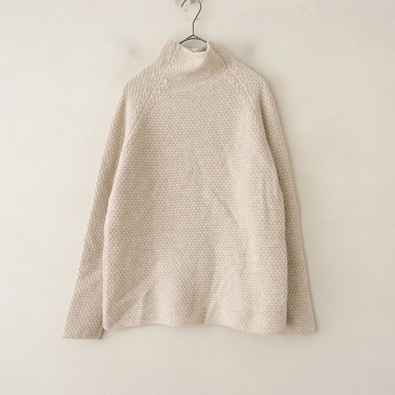 //【未使用/定価3万】ウィリアムロッキー WILLIAM LOCKIE *SEED STITCH MOCKNECK SWEATER*40ウールベージュ(m27-2402-49)【72B42】