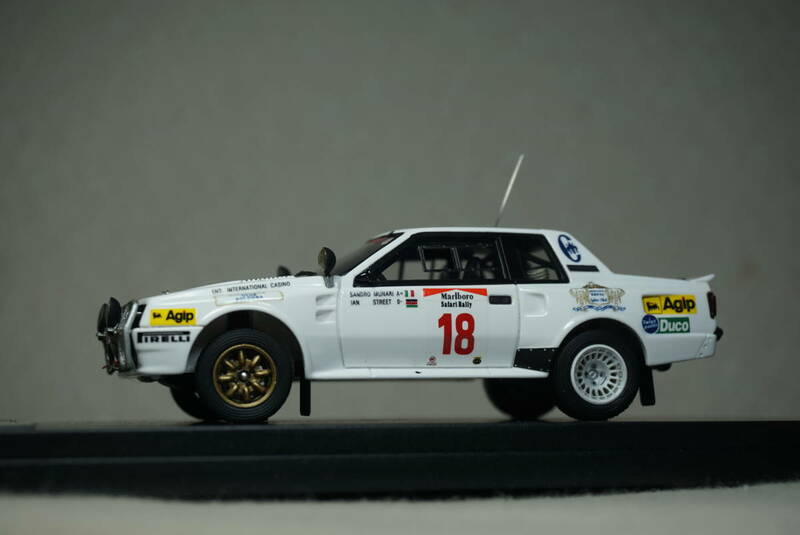 1/43 ムナーリ WRC ラスト出場 タバコデカール加工 HPI TOYOTA CELICA #18 Munari 1984 Safari サファリ トヨタ セリカ グループB TA64