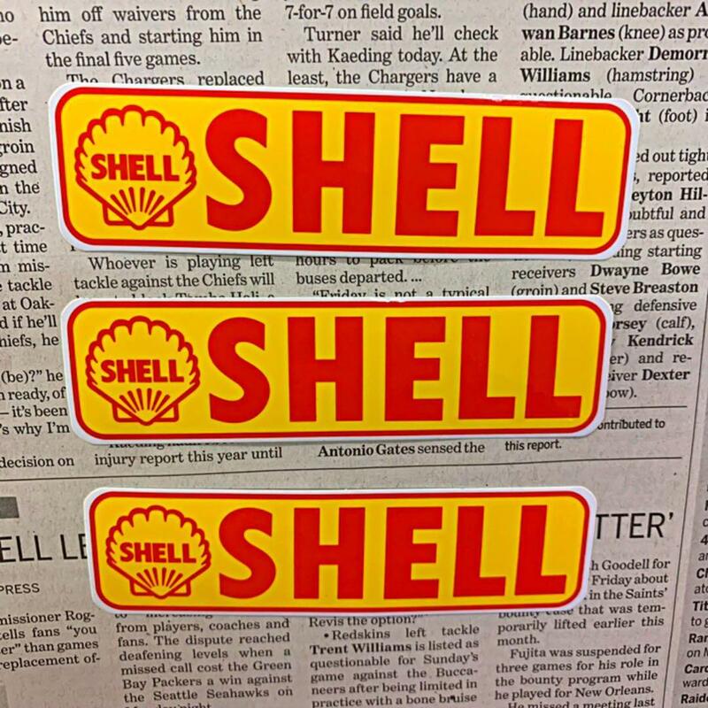 ステッカー3枚セット/ SHELL シェル オイル シール 防水 車 バイク カーアクセサリー ドレスアップ カスタム アメリカン雑貨 ガソリン