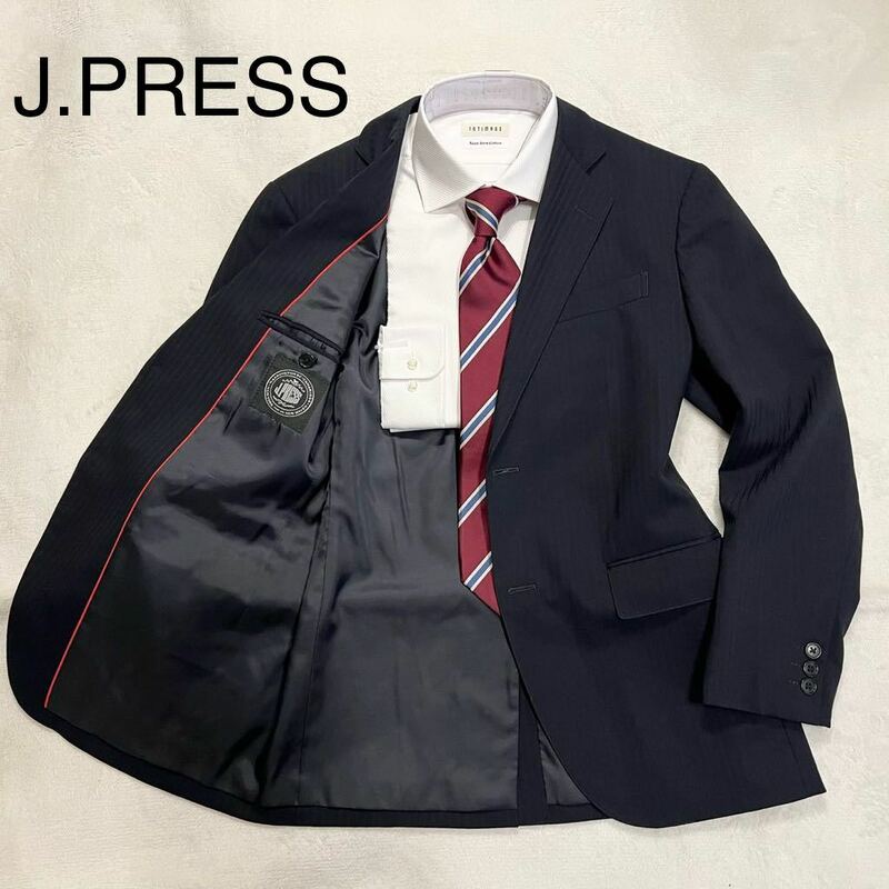 【美品】J.PRESS ジェイプレス 紺ブレザー ジャケット ネイビー 2つボタン センターベント オンワード樫山