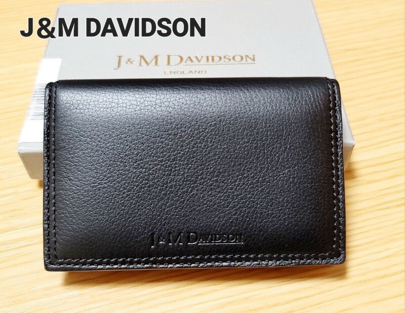 【J＆M DAVIDSON】名刺入れ カードケース ブラック レザー 未使用 箱入り