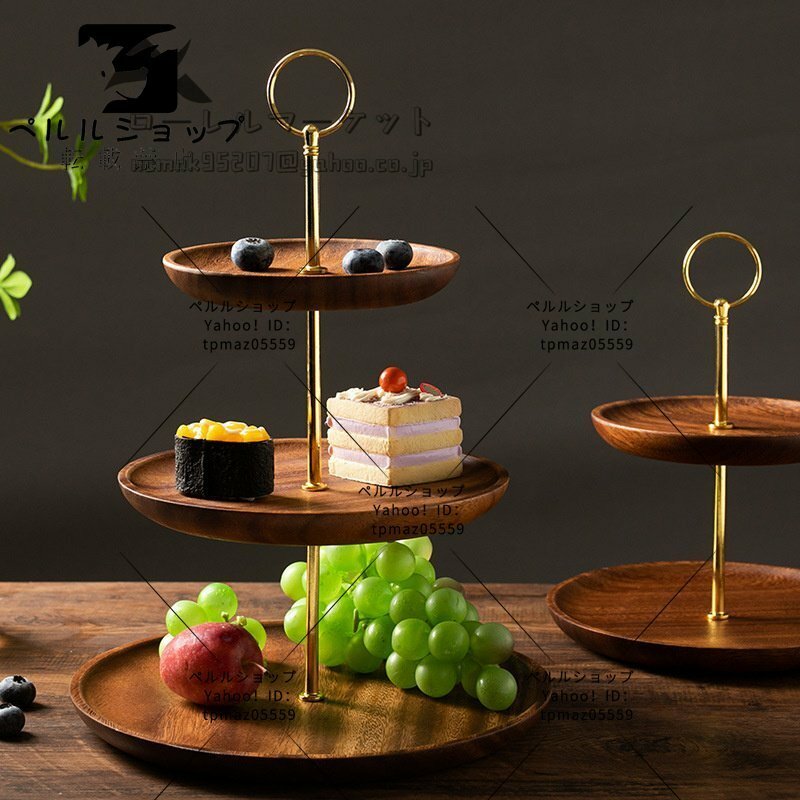 超人気★木製 ケーキ スタンド プレート アフタヌーンティー フルーツ トレー 皿 3段セット