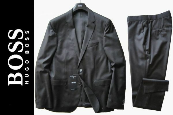 ◆本物◆BOSSヒューゴボス◆伊『GUABELLO Super120』生地2釦スーツ黒54 新品