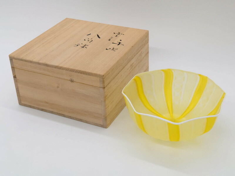 R-074607　ガラス工芸家　藤田喬平　手吹　ヴェニス　洗練されたデザインが魅力の八角鉢(ベネチアン、ヴェネチアン、ボウル、深皿)