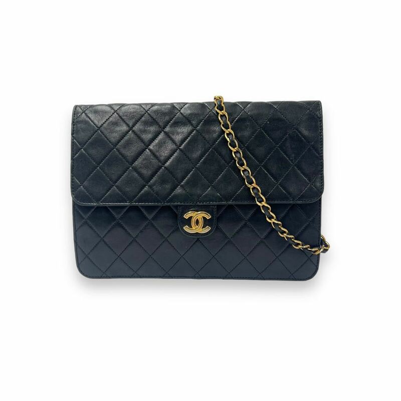 【ITJAG0ZQB534】CHANEL シャネル マトラッセ チェーン ショルダー ブラック ココマーク プッシュロック ヴィンテージ