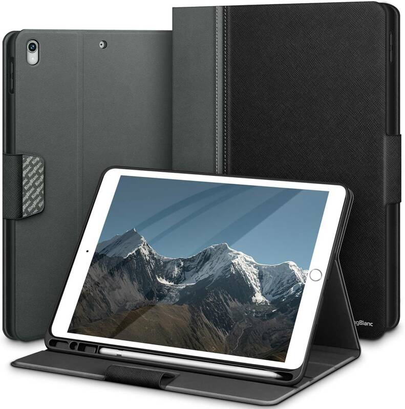 iPad Air 第3世代・iPad Pro 10.5 インチ 手帳型ケース　ペンシル収納 オートスリープ/スタンド/ペンホルダー付き　ブラック　 2019/2017