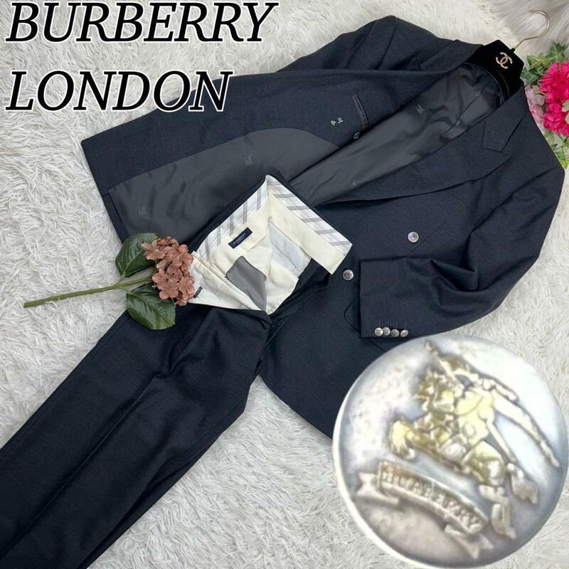 バーバリーロンドン メンズ Mサイズ パンツ スーツ セットアップ 銀ロゴボタン