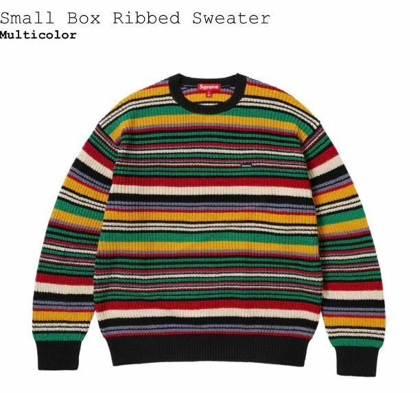 23FW SUPREME Small Box Ribbed Sweater Multicolor シュプリーム スモール ボックスロゴ コットン ニット マルチボーダー M 23AW セーター