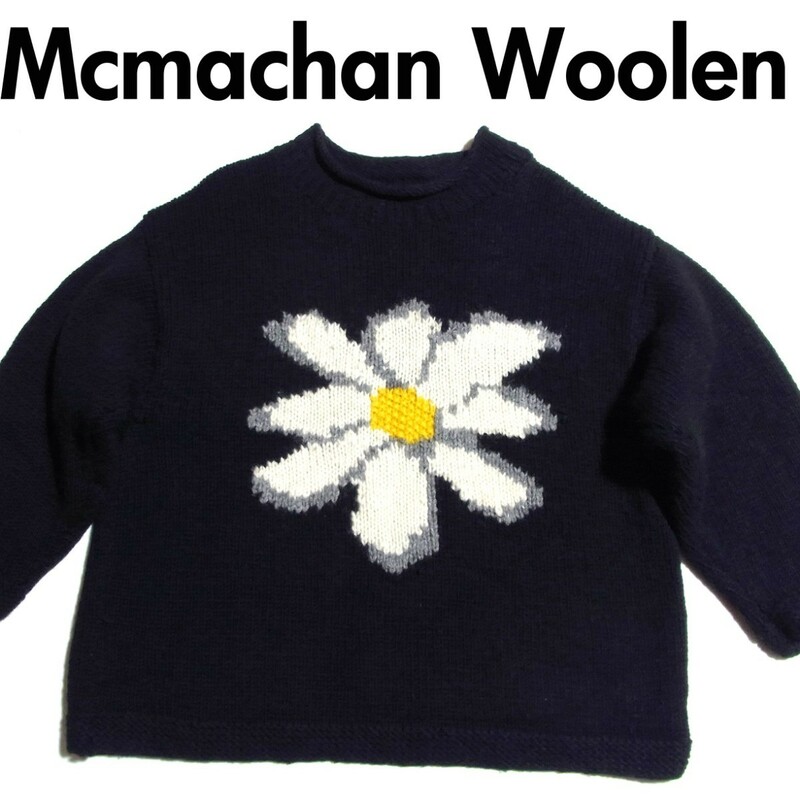 Mcmachan Woolen マクマーンウーレン ロールネック フラワー 花柄 ニット 黒 ブラック