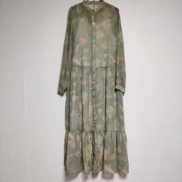 AMERI OLIVIA GATHER SHIRT DRESS 花柄ギャザー ドレス ワンピース ライトグリーン アメリ 4-0120M 224374