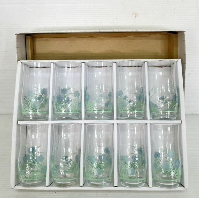 未使用品 HOYA ガラスコップ まとめて10個セット グラス コップ ホヤ タンブラーグラス 花柄 一般家庭用品 飲食店 店舗用品 保管品 602087