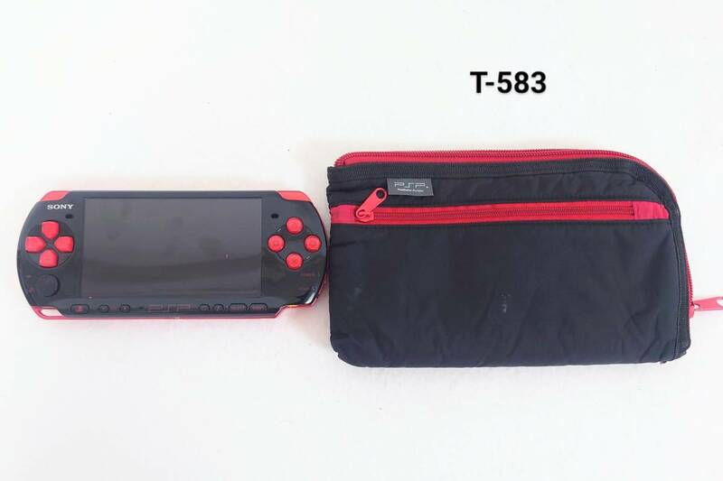 SONY ソニー プレイステーション ポータブル 本体とケース(ソフトオマケ付き) PSP-3000 PSP3000 ブラック レッド　動作確認不可《中古》