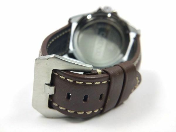 レザー製ミリタリーストラップ 交換用腕時計ベルト クイックリリース 本皮 22mm ブラウン