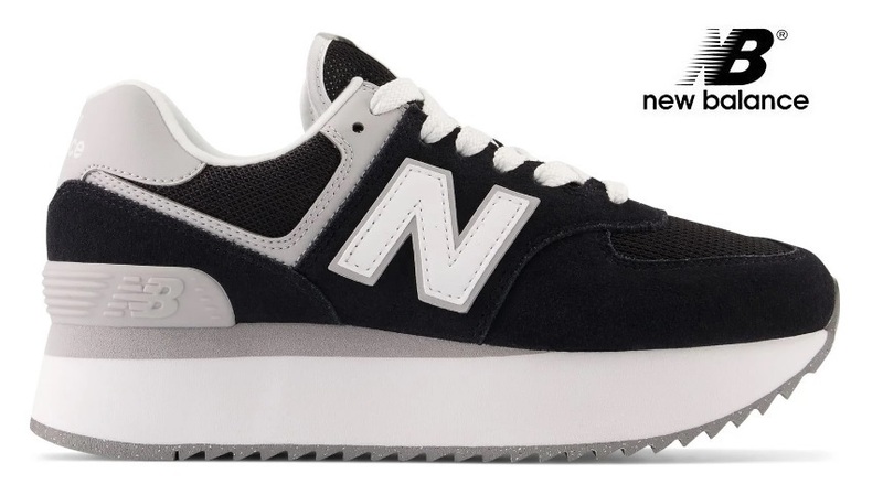 ☆希少☆New Balance 574 厚底スニーカー Black/rain cloud (約24.5cm)