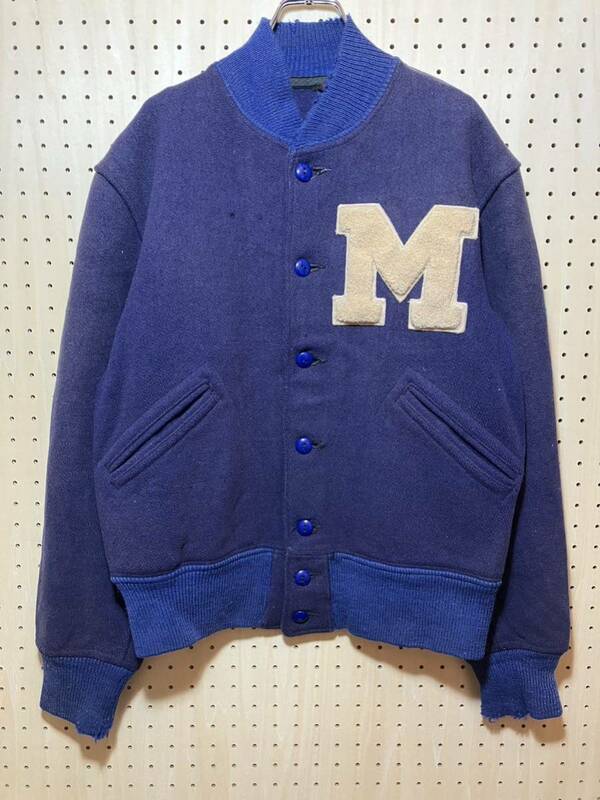 50's VINTAGE BUTWIN button stagium jacket wool navy 50年代 ビンテージ バトウィン ボタン ウール スタジアム ジャケット ネイビー F291