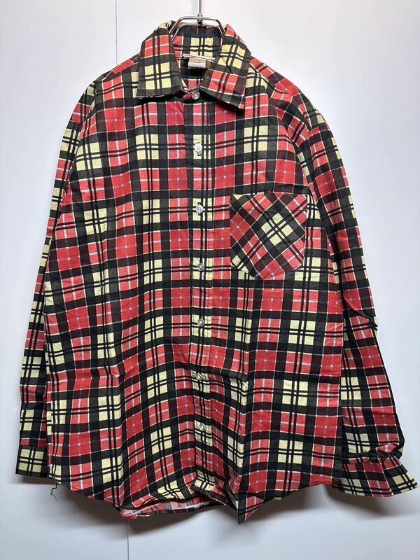 【M】70's VINTAGE Sears print flannel shirt DEAD STOCK 70年代 ビンテージ シアーズ プリント フランネル シャツ デッドストック F295