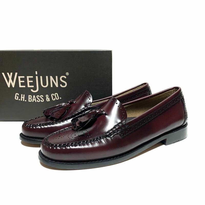 ☆未使用 ジーエイチバス G.H.BASS ウィージャン Weejuns レザー タッセル ローファー ワイン ブローグシューズ 革靴 プレッピー